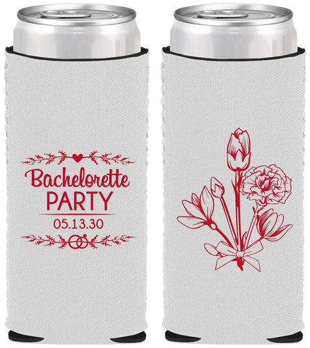 Custom Bachelorette Neoprene Slim Can Coolers - Flowers | 60174
