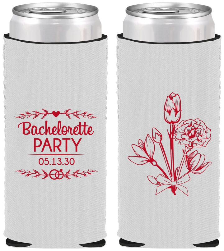 Custom Bachelorette Neoprene Slim Can Coolers - Flowers | 60174