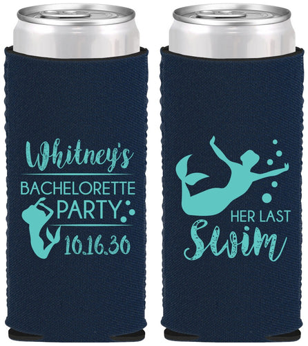 Custom Bachelorette Neoprene Slim Can Coolers - Mermaid | 60175