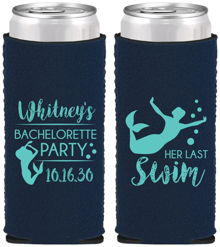 Custom Bachelorette Neoprene Slim Can Coolers - Mermaid | 60175