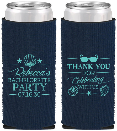 Custom Bachelorette Neoprene Slim Can Coolers - Beach | 60177