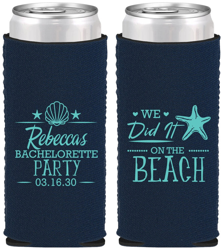Custom Bachelorette Neoprene Slim Can Coolers - Beach | 60183