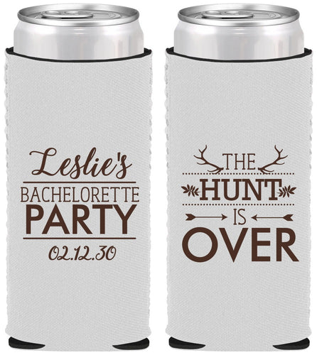 Custom Bachelorette Neoprene Slim Can Coolers - The Hunt Is Over | 60184