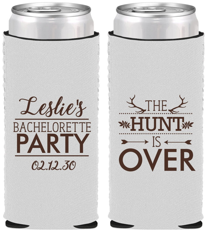 Custom Bachelorette Neoprene Slim Can Coolers - The Hunt Is Over | 60184