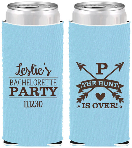Custom Bachelorette Neoprene Slim Can Coolers - The Hunt Is Over | 60186
