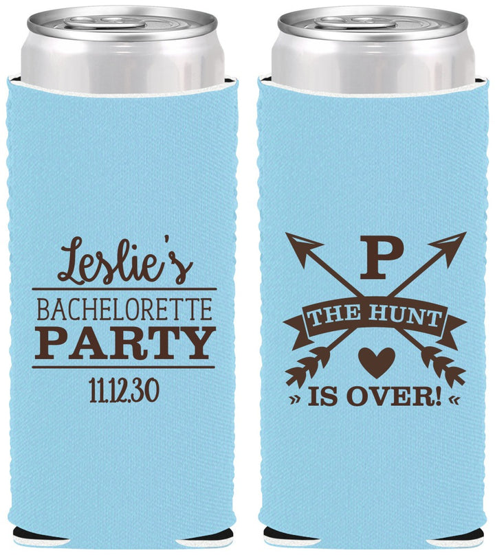 Custom Bachelorette Neoprene Slim Can Coolers - The Hunt Is Over | 60186