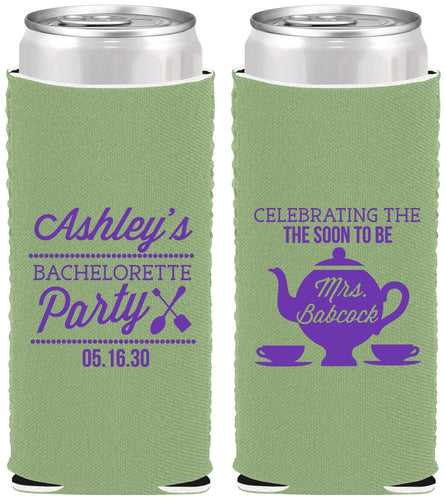 Custom Bachelorette Neoprene Slim Can Coolers - Teapot | 60189