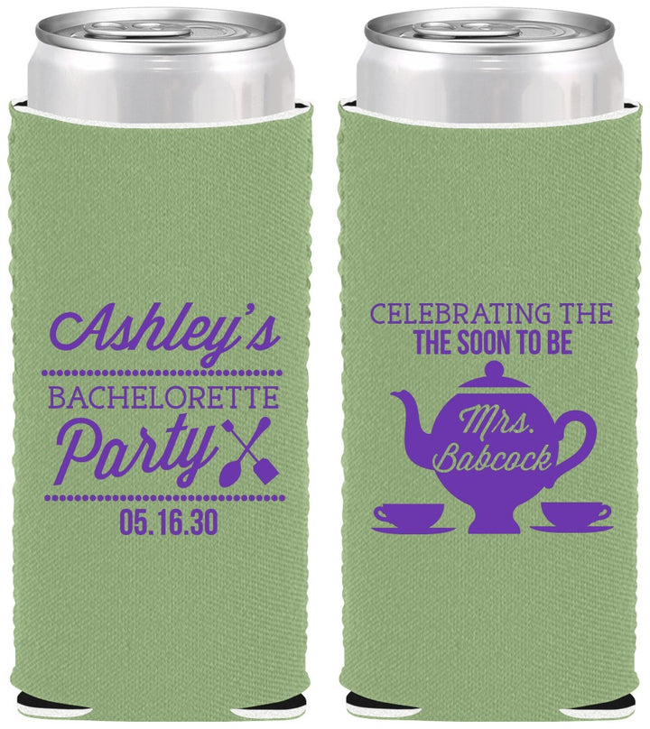 Custom Bachelorette Neoprene Slim Can Coolers - Teapot | 60189