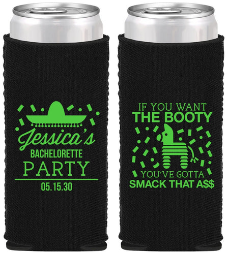 Custom Bachelorette Neoprene Slim Can Coolers - Smack That Ass | 60192