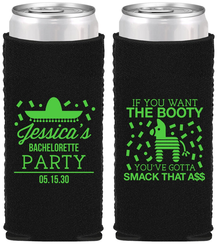 Custom Bachelorette Neoprene Slim Can Coolers - Smack That Ass | 60192
