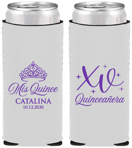 Custom Quinceanera Neoprene Slim Can Coolers - Mis Quince Anos | 70002