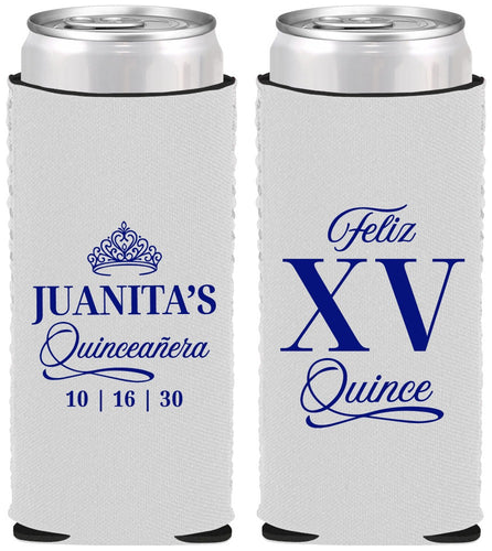 Custom Quinceanera Neoprene Slim Can Coolers - Mis Quince Anos | 70003