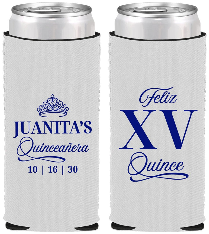Custom Quinceanera Neoprene Slim Can Coolers - Mis Quince Anos | 70003