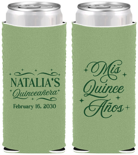 Custom Quinceanera Neoprene Slim Can Coolers - Mis Quince Anos | 70006