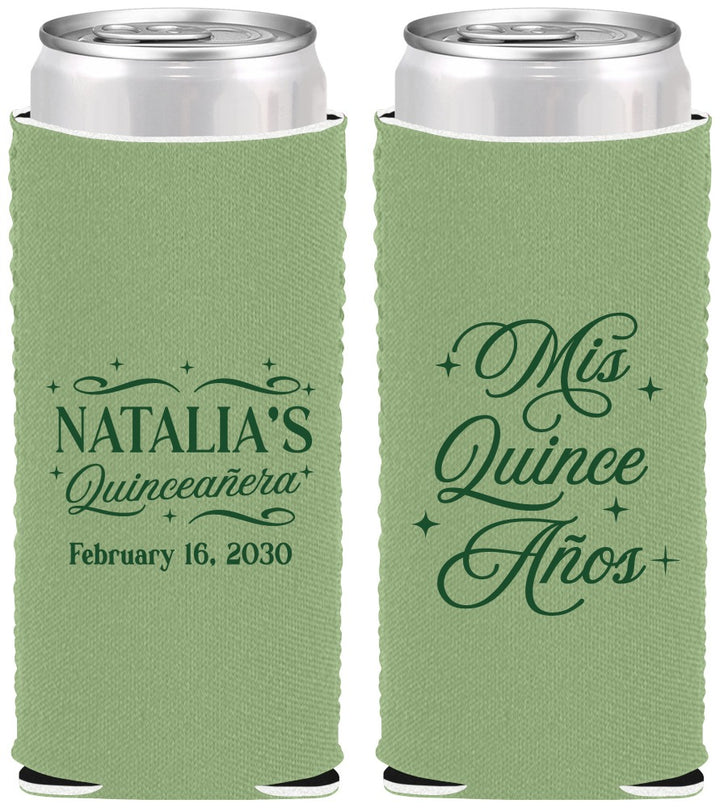 Custom Quinceanera Neoprene Slim Can Coolers - Mis Quince Anos | 70006