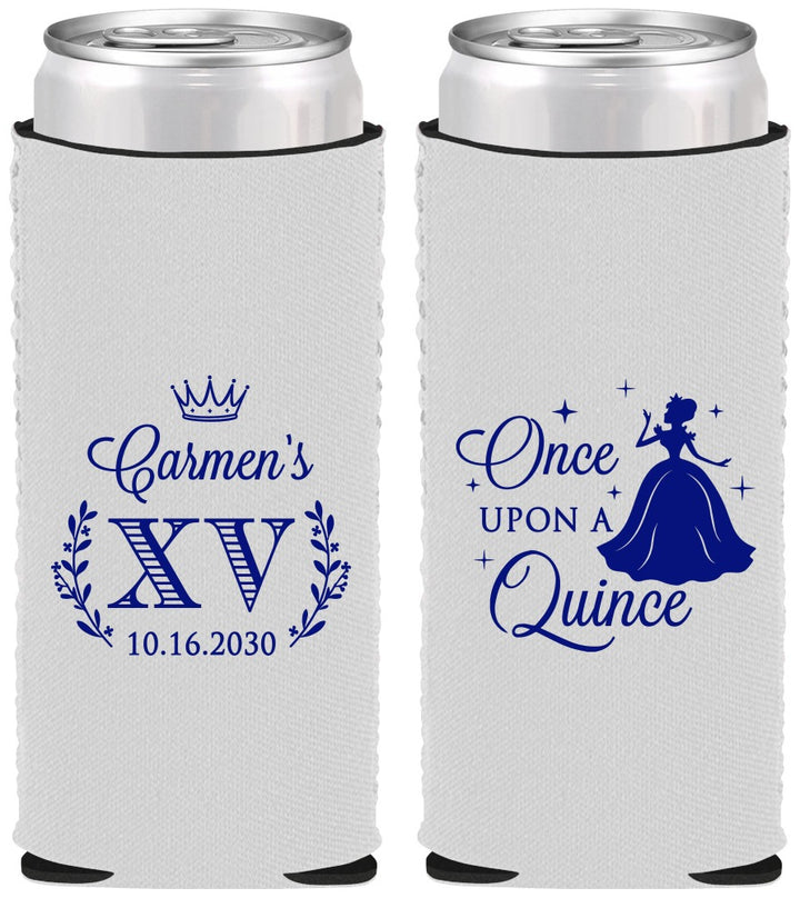 Custom Quinceanera Neoprene Slim Can Coolers - Once Upon A Quince | 70011