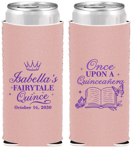 Custom Quinceanera Neoprene Slim Can Coolers - Once Upon A Quince | 70013