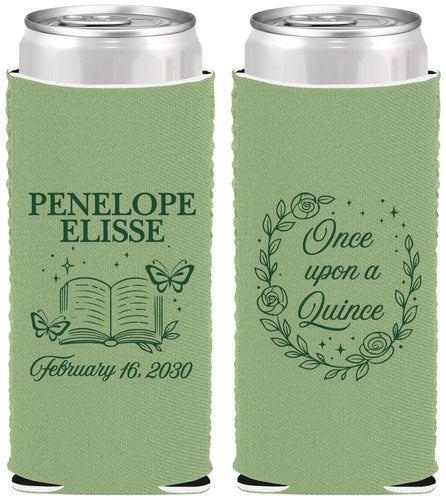 Custom Quinceanera Neoprene Slim Can Coolers - Once Upon A Quince | 70014