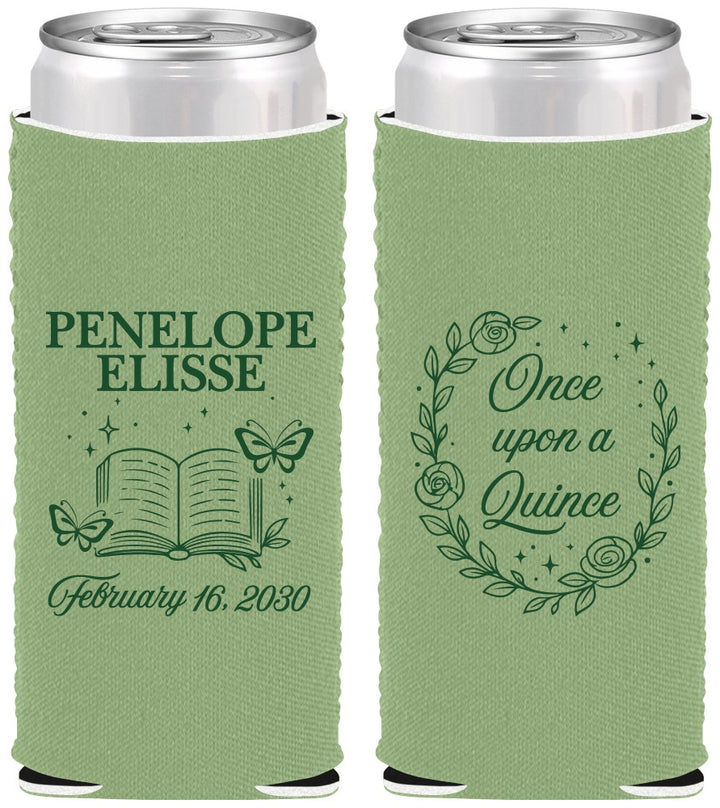 Custom Quinceanera Neoprene Slim Can Coolers - Once Upon A Quince | 70014