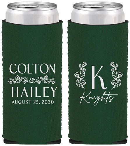 Custom Wedding Neoprene Slim Can Coolers - Monogram | 800