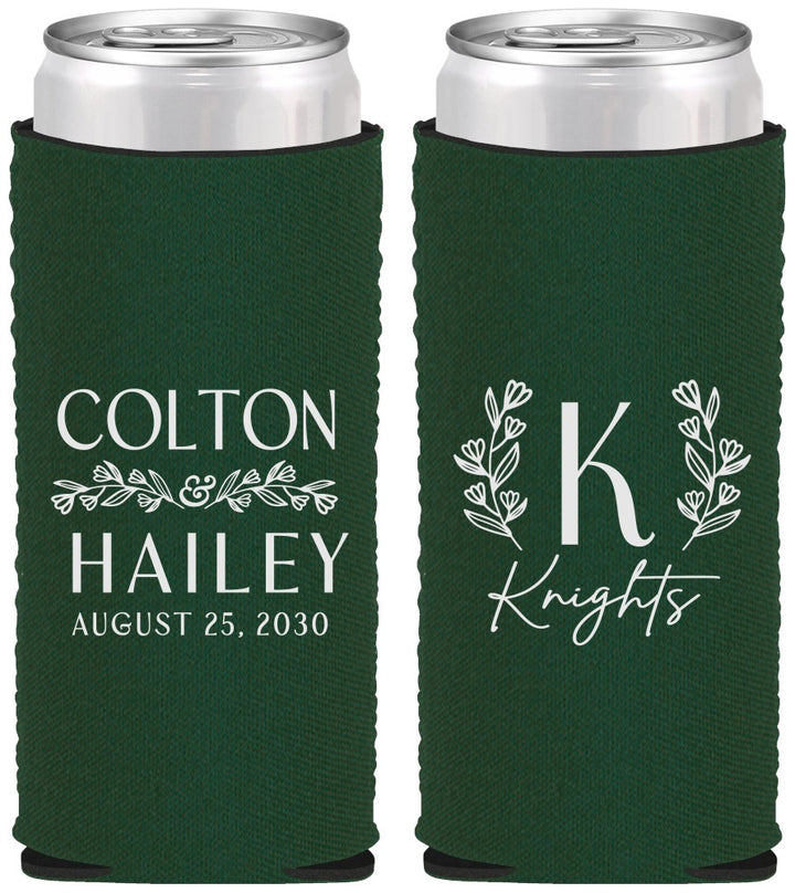 Custom Wedding Neoprene Slim Can Coolers - Monogram | 800