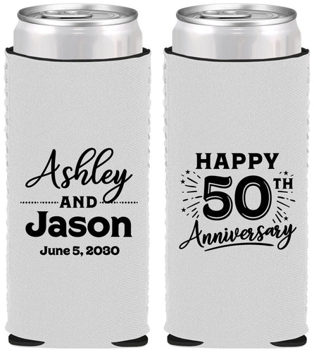 Custom Anniversary Neoprene Slim Can Coolers - 50th Wedding | 80007