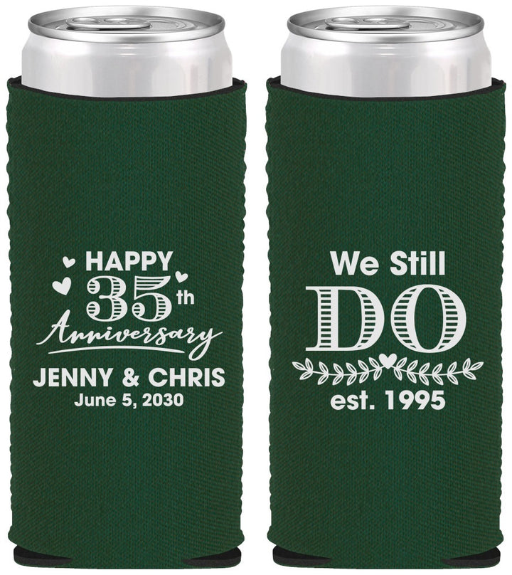 Custom Anniversary Neoprene Slim Can Coolers - 35th Wedding | 80014