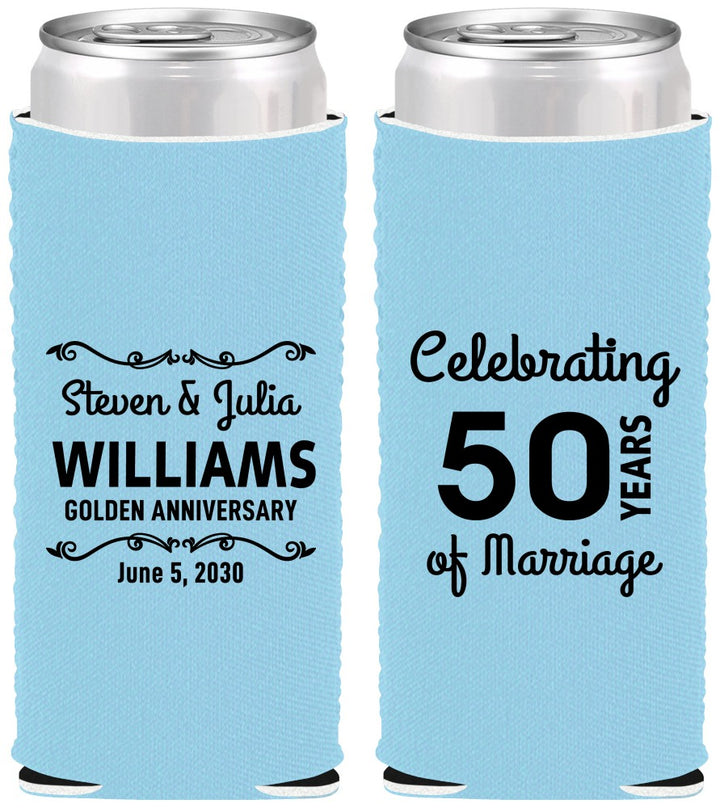 Custom Anniversary Neoprene Slim Can Coolers - 50 Years Of Marriage | 80017