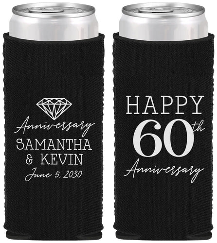 Custom Anniversary Neoprene Slim Can Coolers - 60th Wedding | 80019