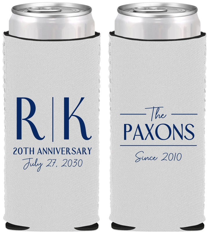 Custom Anniversary Neoprene Slim Can Coolers - 20th Wedding | 80021