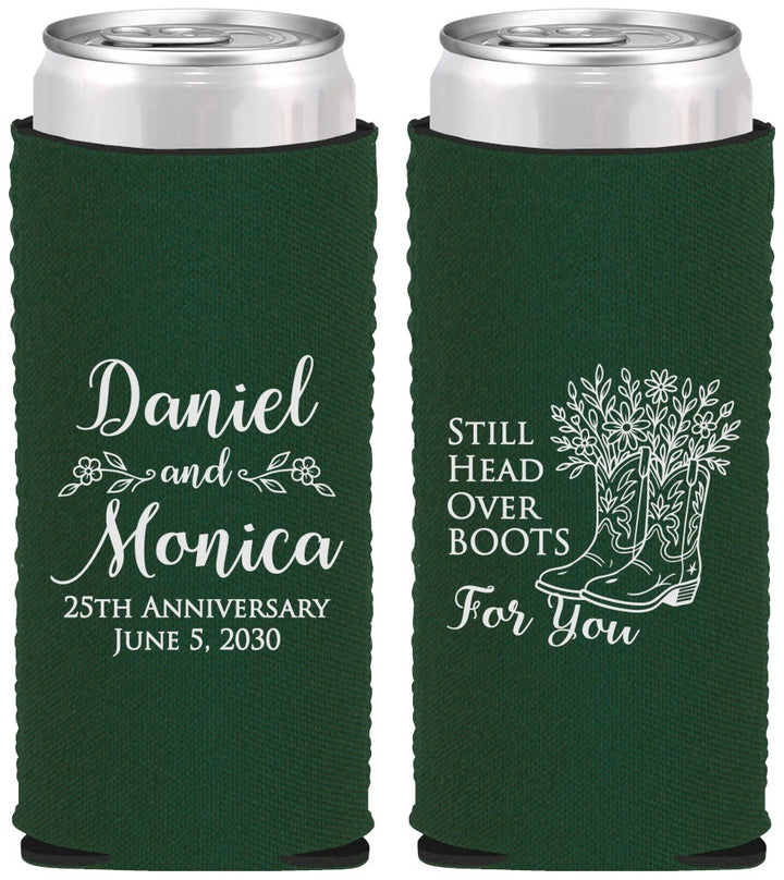 Custom Anniversary Neoprene Slim Can Coolers - 25th Wedding | 80022