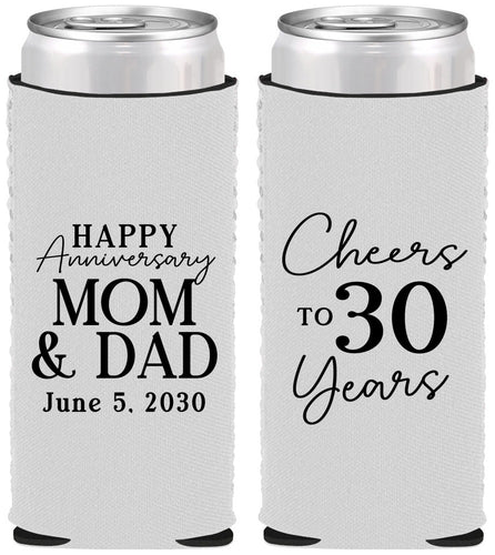 Custom Anniversary Neoprene Slim Can Coolers - Cheers To 30 Years | 80023