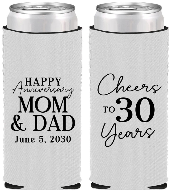 Custom Anniversary Neoprene Slim Can Coolers - Cheers To 30 Years | 80023