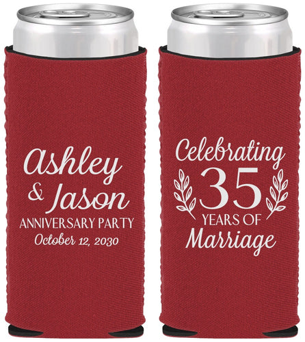 Custom Anniversary Neoprene Slim Can Coolers - 35 Years Of Marriage | 80024