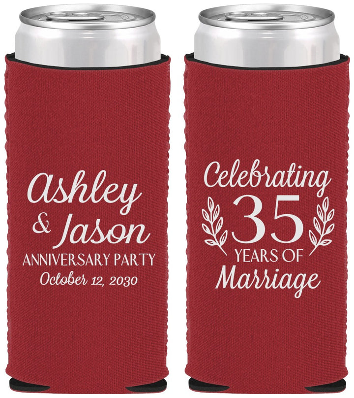 Custom Anniversary Neoprene Slim Can Coolers - 35 Years Of Marriage | 80024