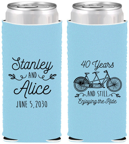 Custom Anniversary Neoprene Slim Can Coolers - Cheers To 40 Years | 80025