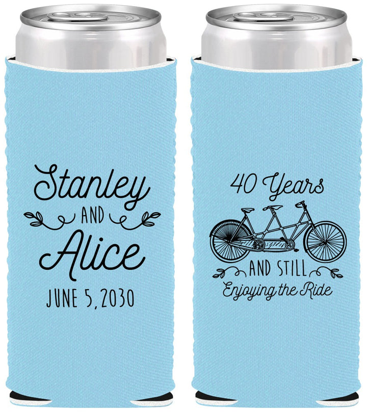 Custom Anniversary Neoprene Slim Can Coolers - Cheers To 40 Years | 80025
