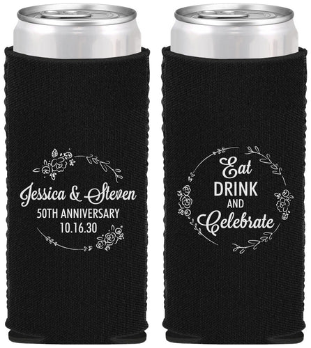 Custom Anniversary Neoprene Slim Can Coolers - 50th Wedding | 80027