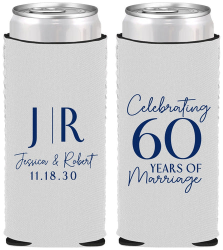 Custom Anniversary Neoprene Slim Can Coolers - 60 Years Of Marriage | 80029