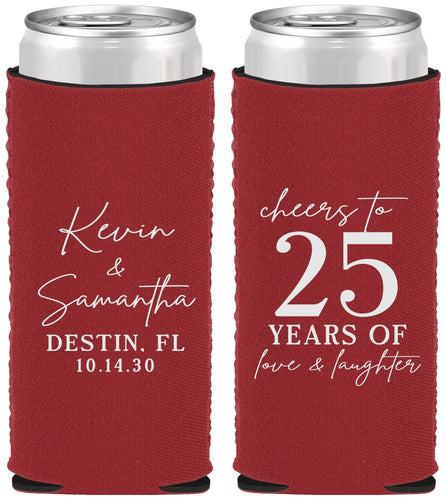 Custom Anniversary Neoprene Slim Can Coolers - 25 Years Of Marriage | 80032