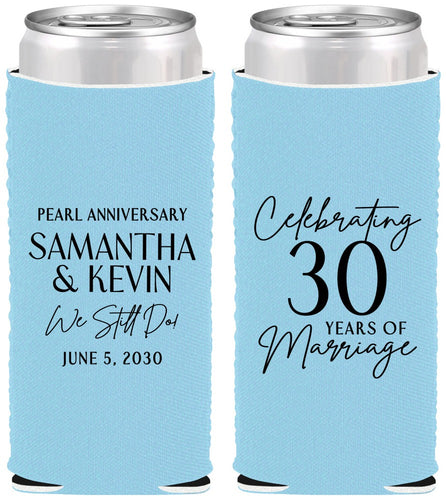 Custom Anniversary Neoprene Slim Can Coolers - 30 Years Of Marriage | 80033