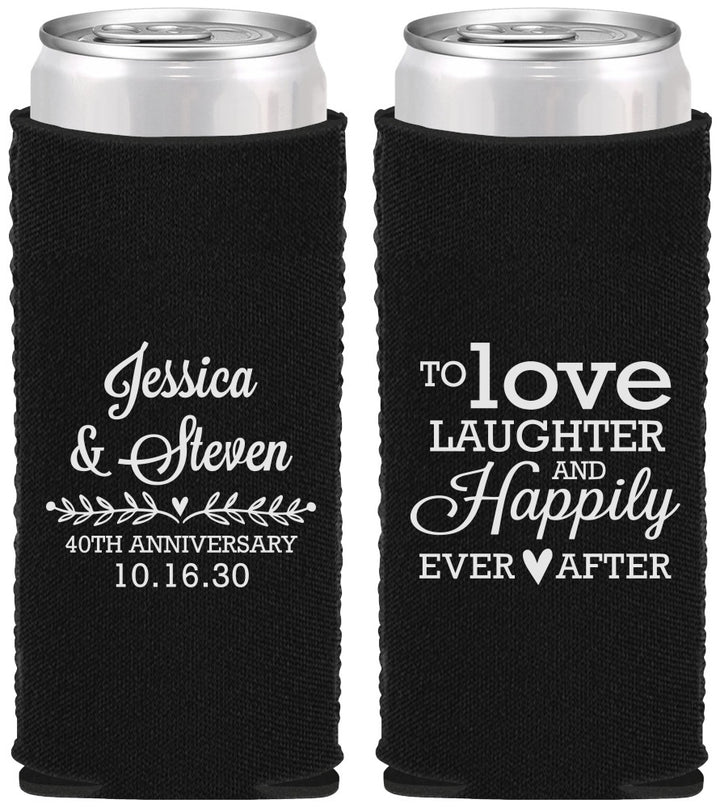 Custom Anniversary Neoprene Slim Can Coolers - 40th Wedding | 80035