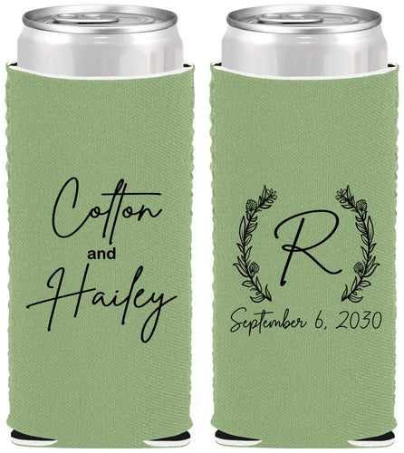 Custom Wedding Neoprene Slim Can Coolers - Monogram | 803