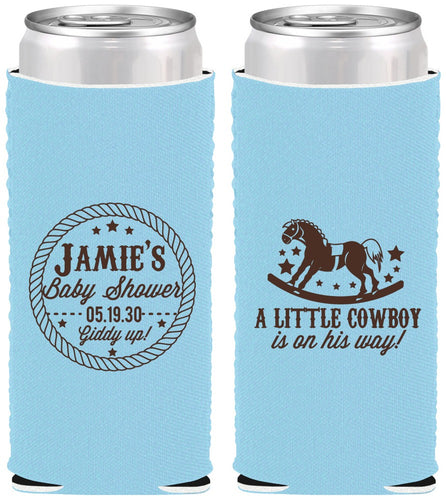 Custom Baby Shower Neoprene Slim Can Coolers - Little Cowboy | 90003