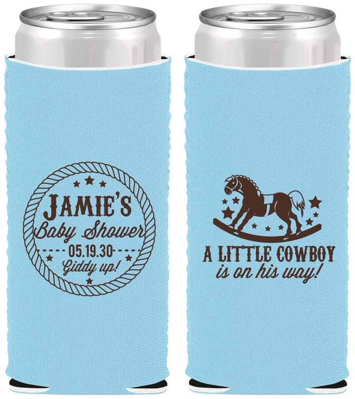 Custom Baby Shower Neoprene Slim Can Coolers - Little Cowboy | 90003