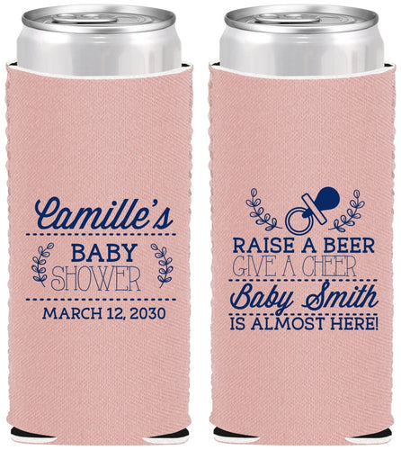 Custom Baby Shower Neoprene Slim Can Coolers - Raise A Beer | 90008