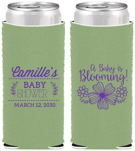 Custom Baby Shower Neoprene Slim Can Coolers - Blooming | 90009