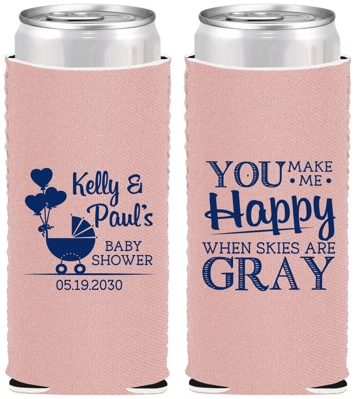Custom Baby Shower Neoprene Slim Can Coolers - You Make Me Happy | 90010