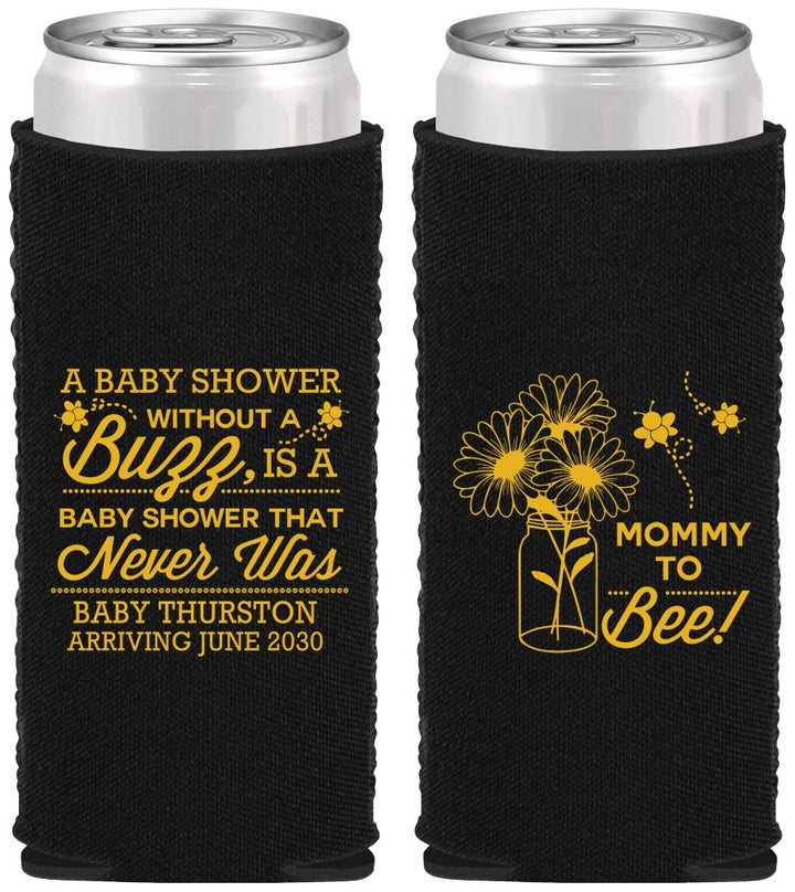 Custom Baby Shower Neoprene Slim Can Coolers - Mommy To Bee | 90016