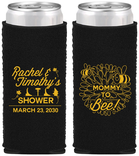 Custom Baby Shower Neoprene Slim Can Coolers - Mommy To Bee | 90017